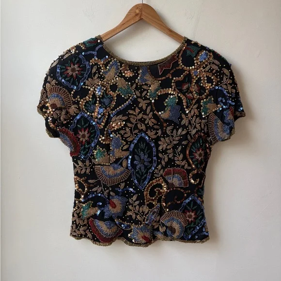 Oleg Cassini Vintage Beaded Top - Picture 4 of 15